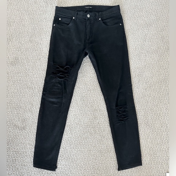 Helmut Lang Black Distressed Skinny JeansSize 32 Designer Denim
